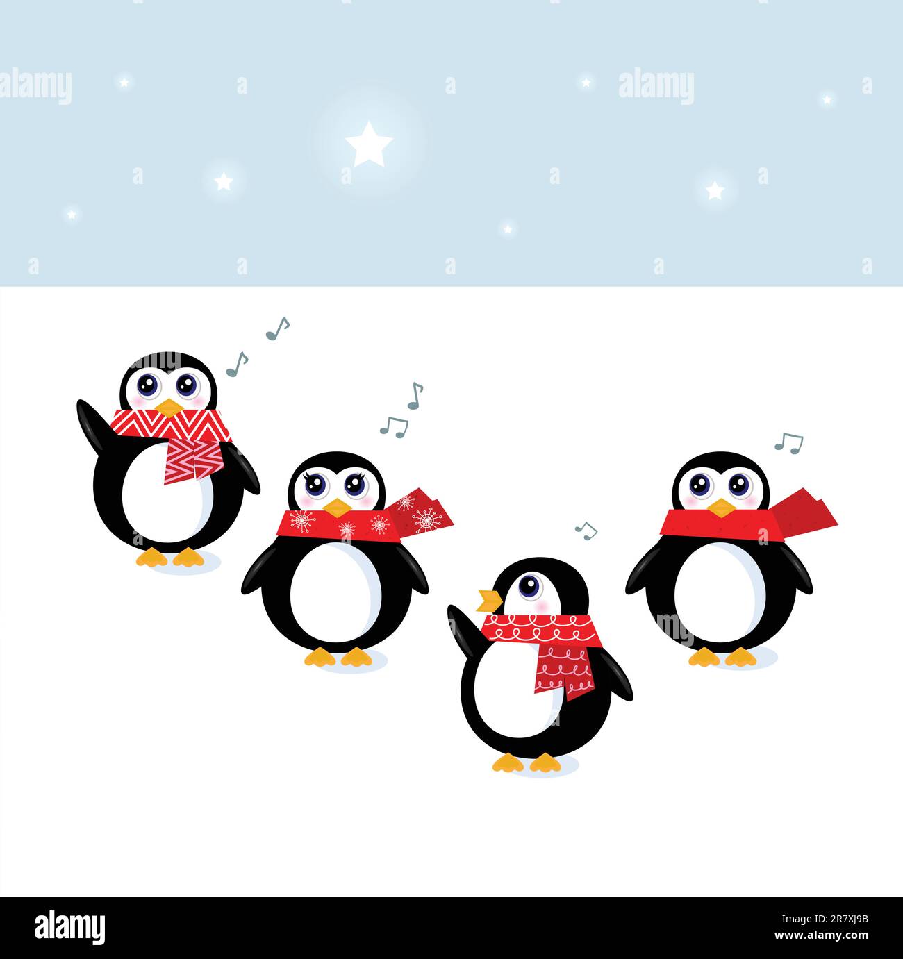 Chants de noël mignons de pingouins. Illustration vectorielle Illustration de Vecteur Chants de noël mignons de pingouins. Illustration vectorielle Illustration de Vecteur