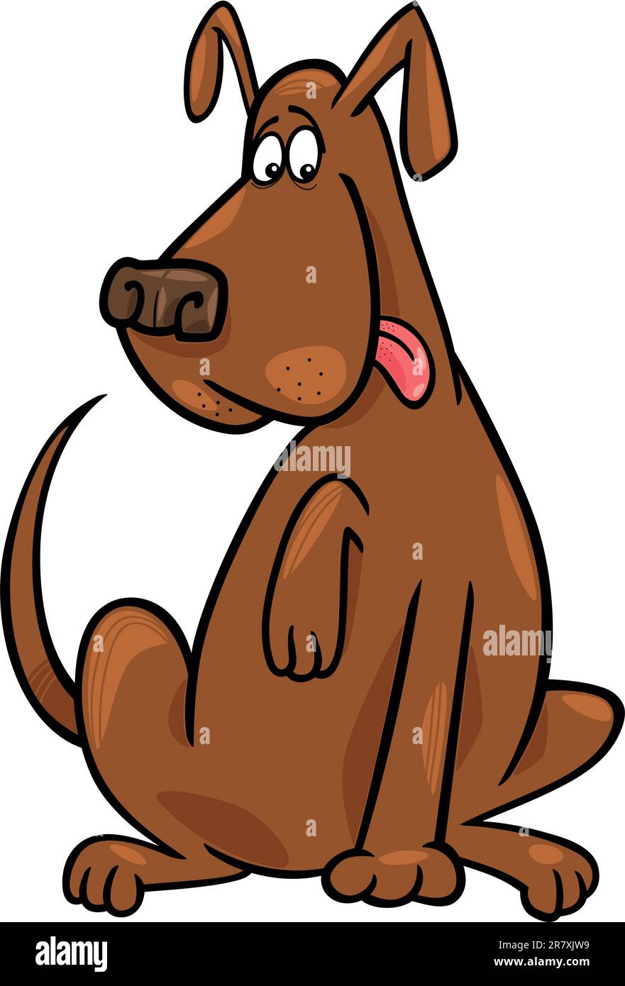 Cartoon illustration de funny chien assis brun Illustration de Vecteur