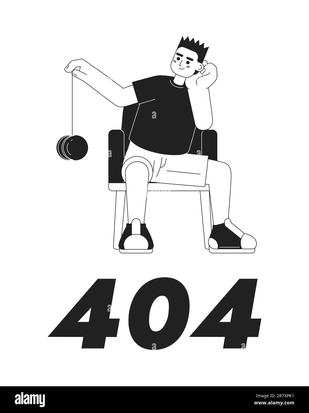 Garçon jouant yoyo vecteur BW état vide illustration Illustration de Vecteur