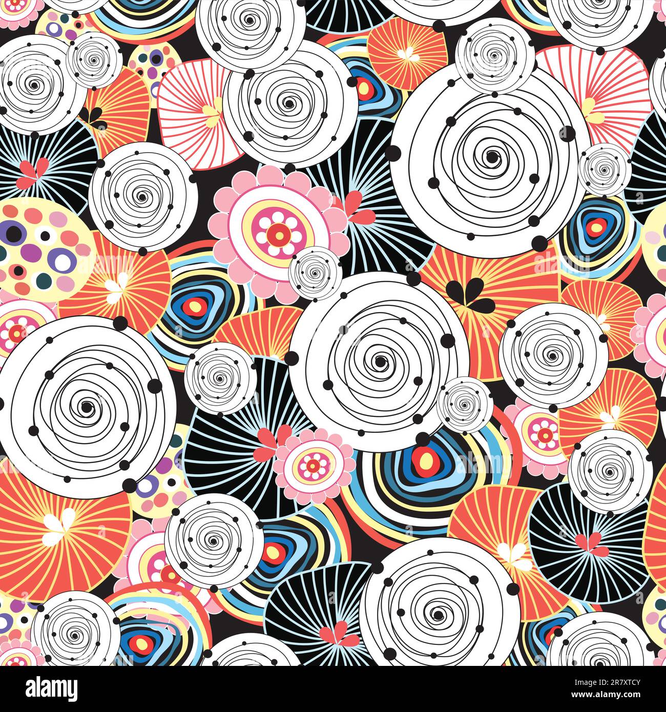 motif abstrait coloré sans couture avec différents éléments ronds Illustration de Vecteur