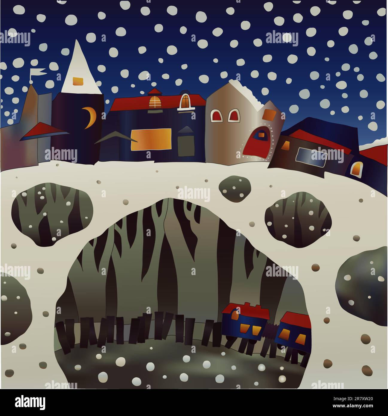neige hiver pays miracle lac Illustration de Vecteur