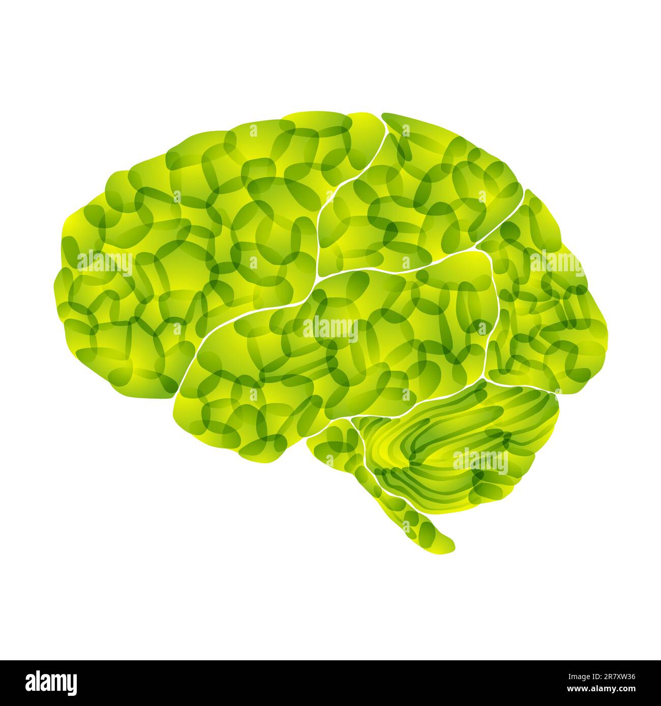 cerveau humain, aura vert clair, arrière-plan abstrait vectoriel Illustration de Vecteur