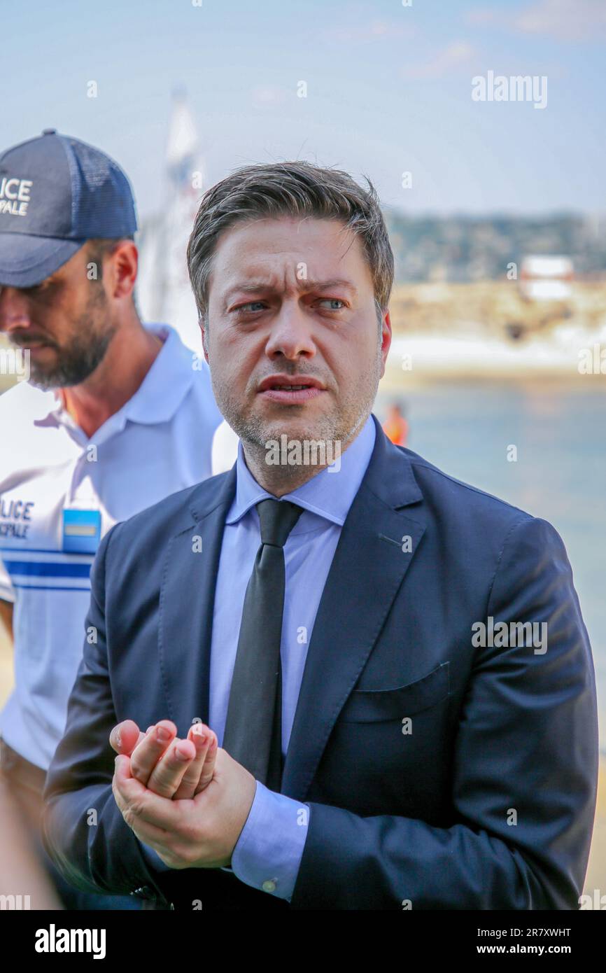 Le Maire de Marseille Benoit Payan vu lors de la conférence de presse