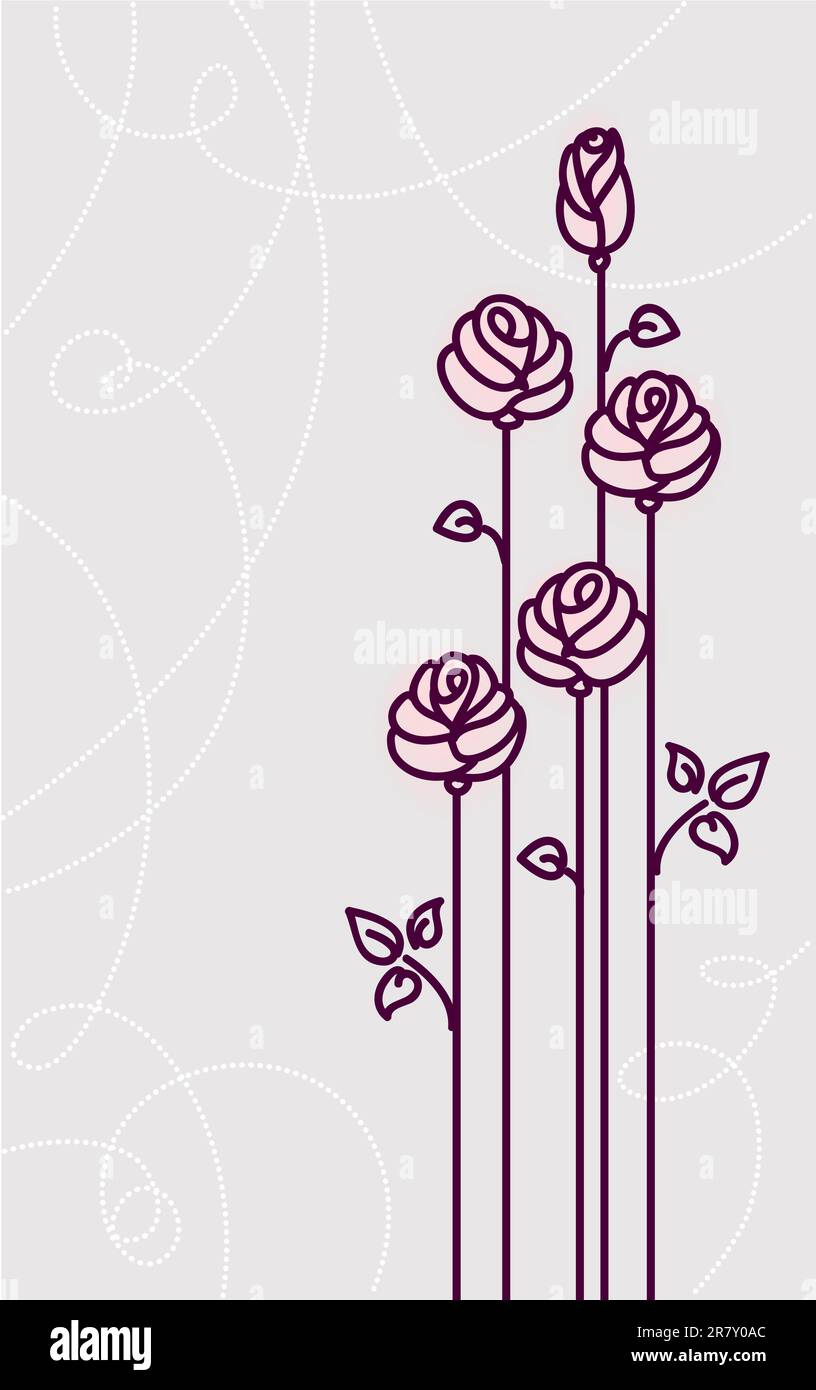 Carte de fleurs roses fond mariage vecteur Illustration de Vecteur