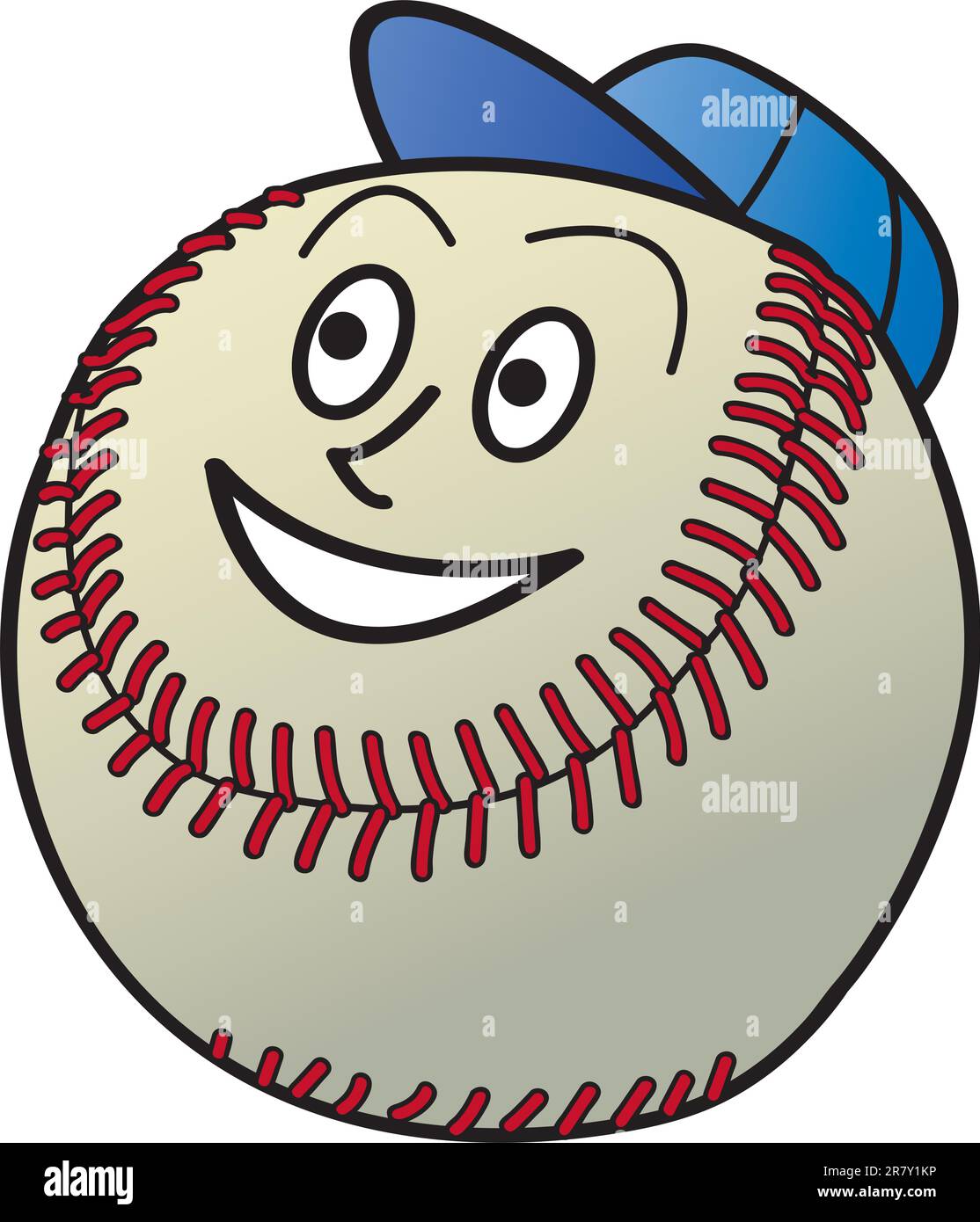 Un homme de base-ball de dessin animé souriant et portant un chapeau. Illustration de Vecteur