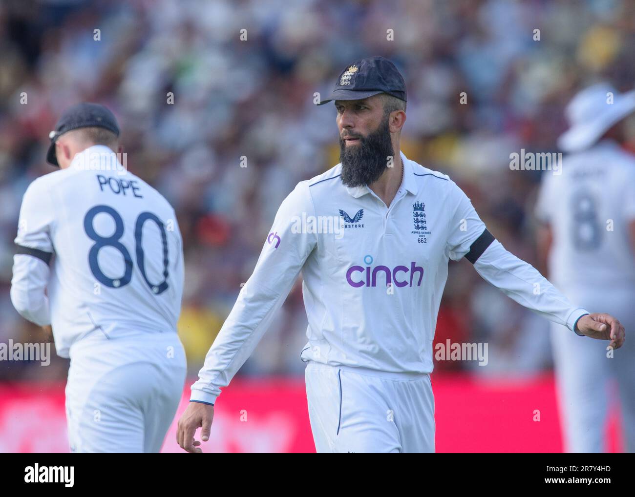 Edgbaston Cricket Stadium, Birmingham, Royaume-Uni. 16 juin 2023 à 1100hrs. England Men v Australia Men in the Ashes Cricket Test Match Day 1. Modem Ali (Angleterre). Photo : Mark Dunn/Alay, Banque D'Images