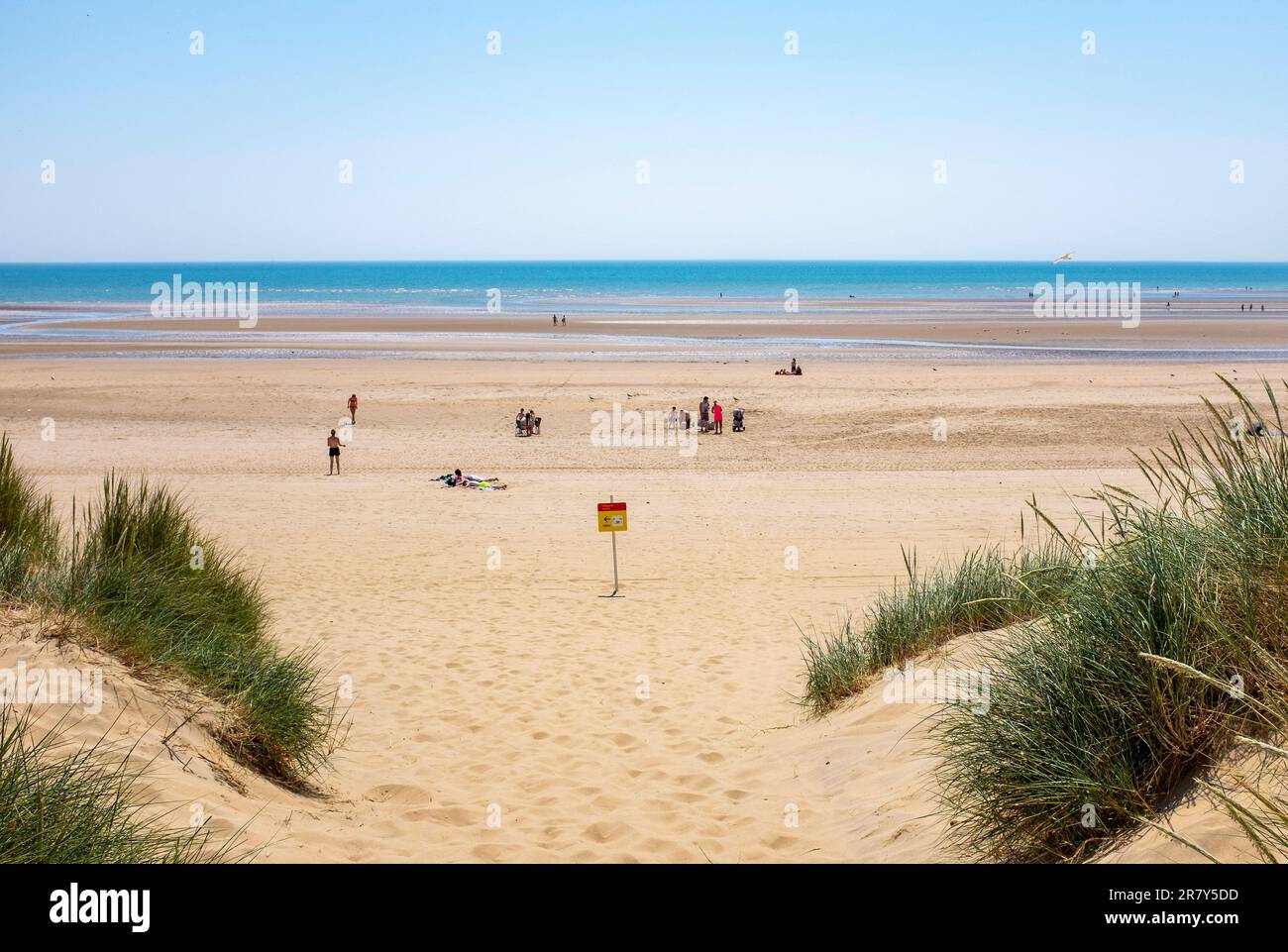 Camber Sands Beach East Sussex , Angleterre , Royaume-Uni - les célèbres belles plages pittoresques sur une chaude journée d'été ensoleillée le long de la côte sud Banque D'Images