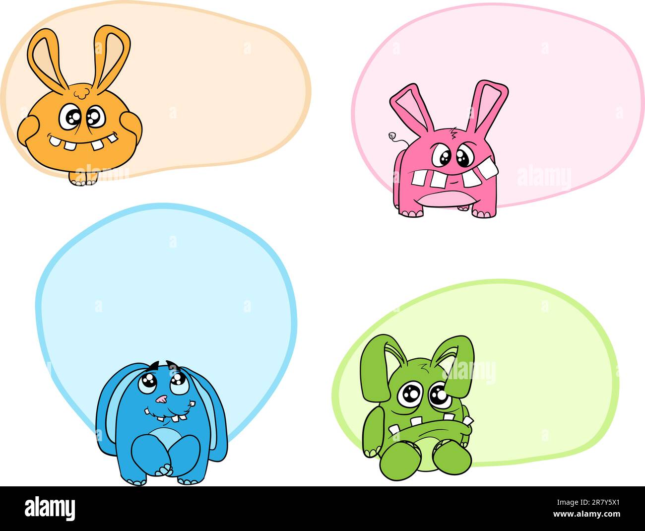 Quatre animaux drôles comme des lapins. Illustration de Vecteur