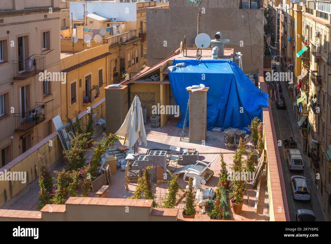 Barceloneta. Un joli quartier de Barcelone avec beaucoup de bars et de restaurants à proximité de la mer. Barceloneta est le plus petit quartier de la ville de Banque D'Images