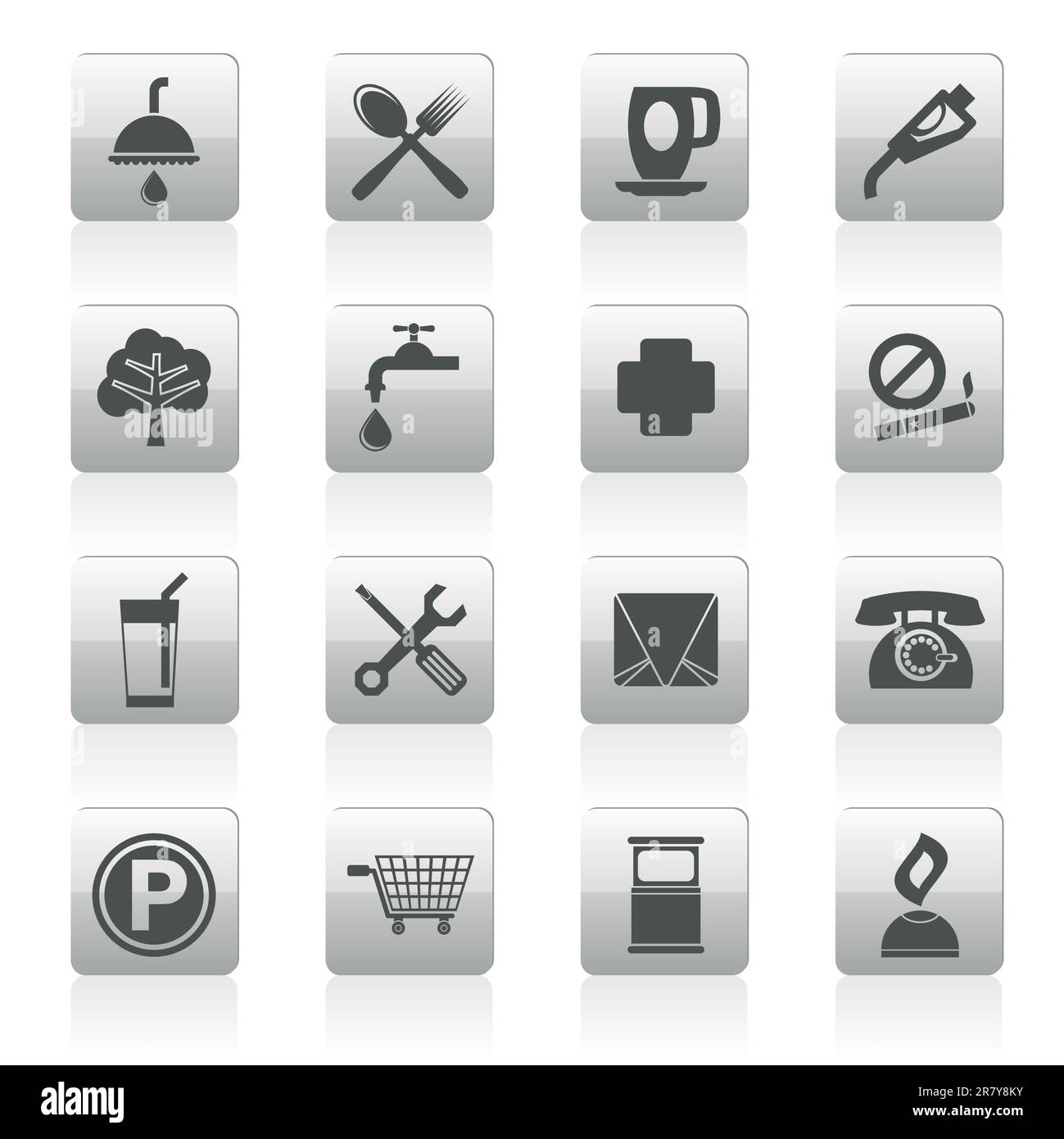 Station essence et Travel icons - Vector Icon Set Illustration de Vecteur