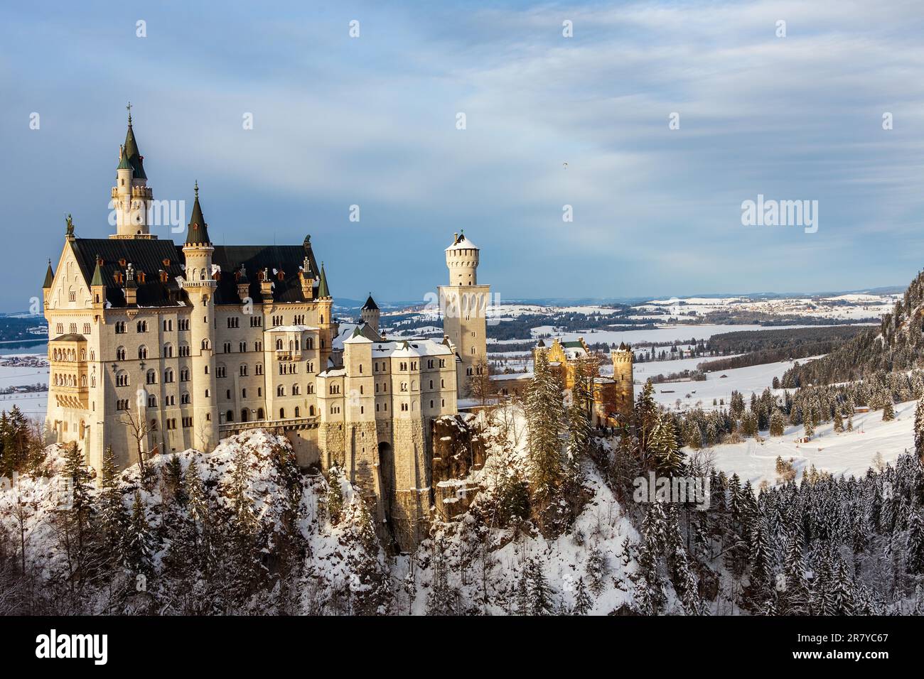 Château de Neauschwanstein depuis le pont Marie en hiver. Allemagne, Bavière Banque D'Images