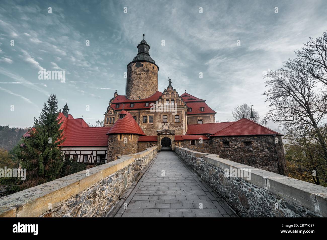 Vue sur le château de Czocha en Pologne Banque D'Images