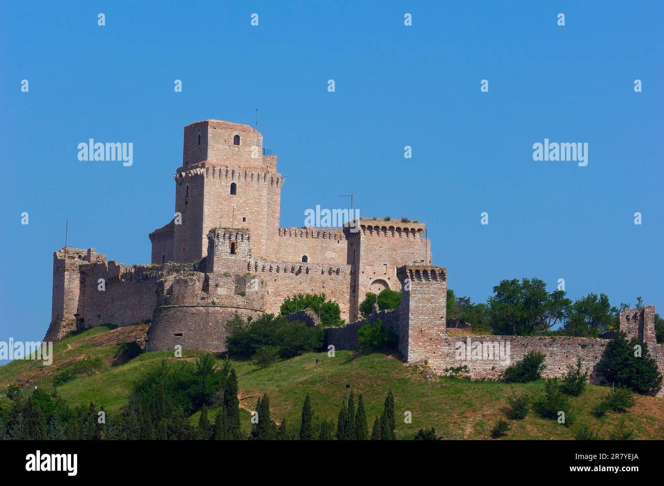 Assisi, Rocca maggiore, Château d'Assisi, site classé au patrimoine mondial de l'UNESCO, province de Pérouse, Ombrie, Italie Banque D'Images