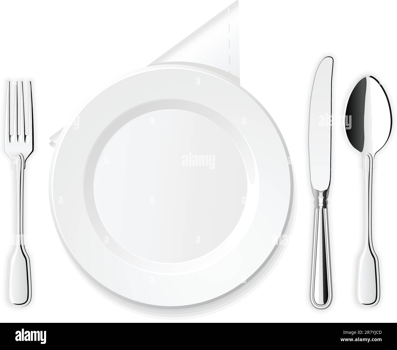 Assiette, couteau, fourchette et cuillère Illustration de Vecteur