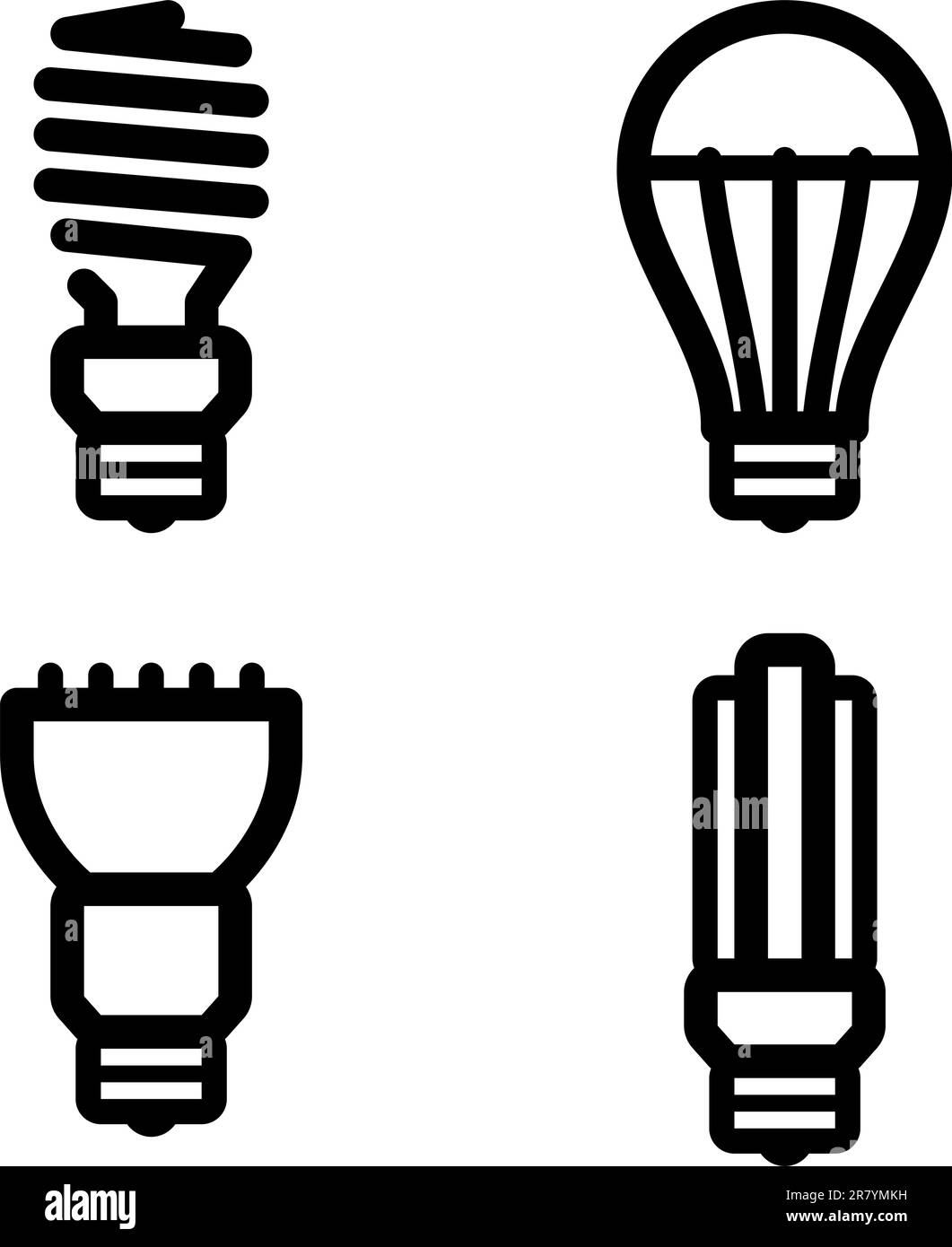 Ensemble d'icônes vectorielles d'ampoules à économie d'énergie et à LED Illustration de Vecteur