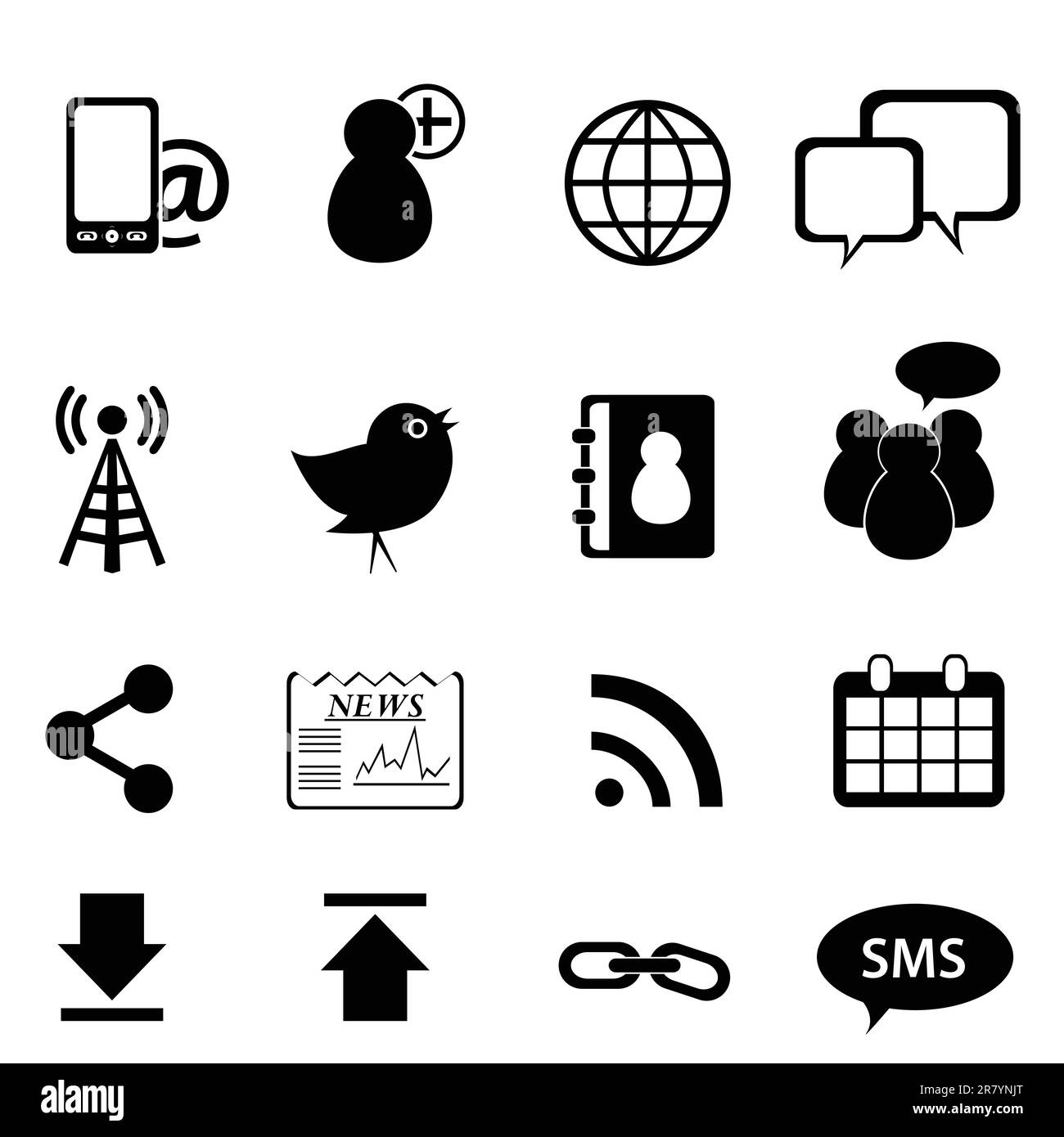 Réseau social et icône multimédia définis Illustration de Vecteur