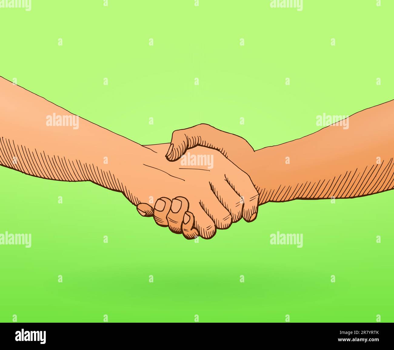 Accord réussi illustration vectorielle faite à la main sur fond vert Illustration de Vecteur