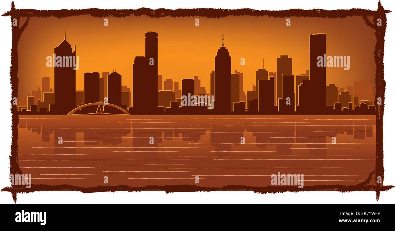 Melbourne vue d'ensemble de l'Australie avec reflet dans l'eau Illustration de Vecteur