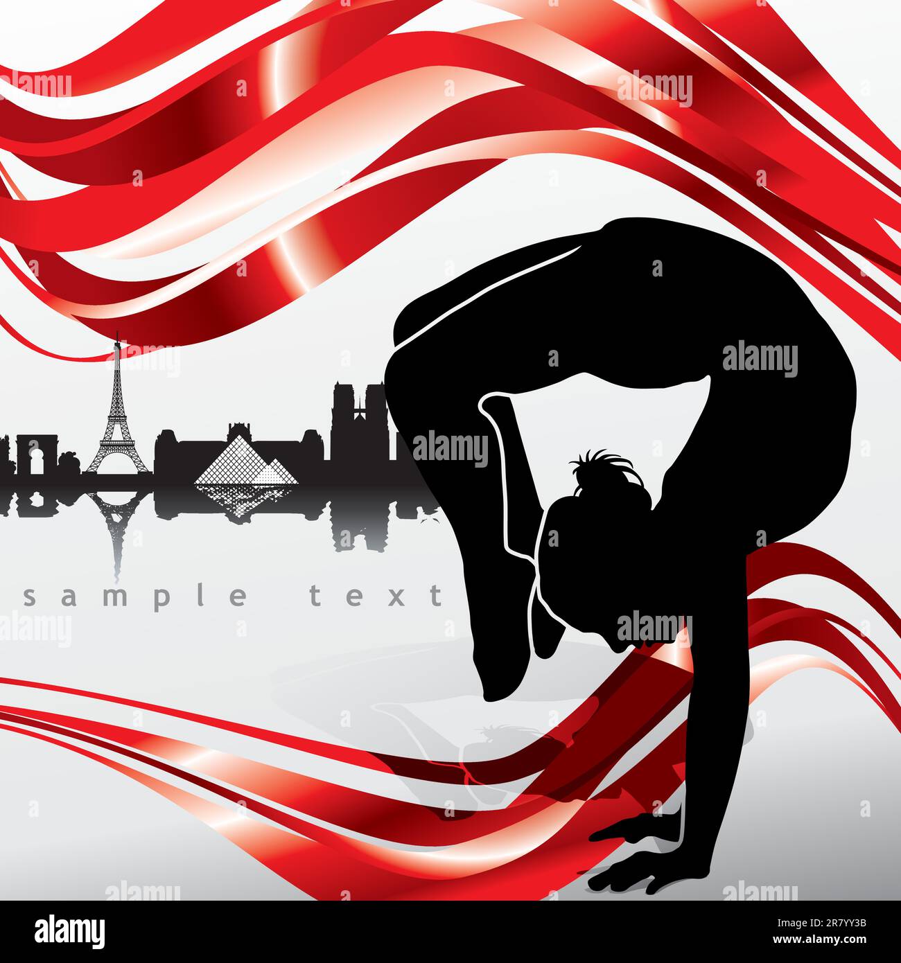 Ballet-girl avec toits de Paris en arrière-plan - vector illustration Illustration de Vecteur