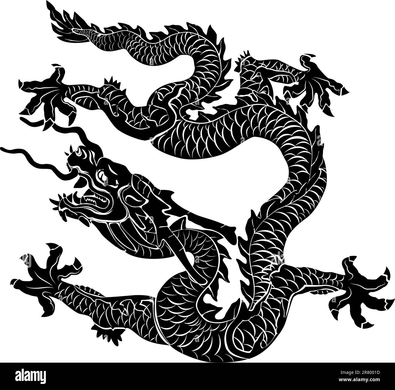 Dragon noir isolé. Illustration vectorielle Illustration de Vecteur