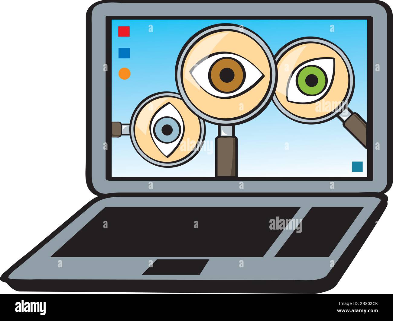Une représentation de dessin animé du concept de logiciel espion. Illustration de Vecteur