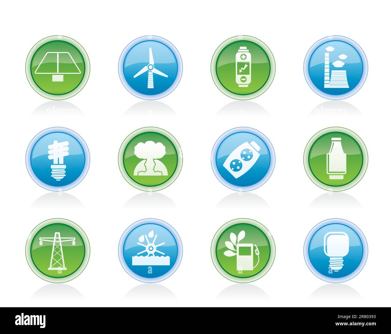 La puissance, l'énergie et de l'électricité - icônes vector icon set Illustration de Vecteur