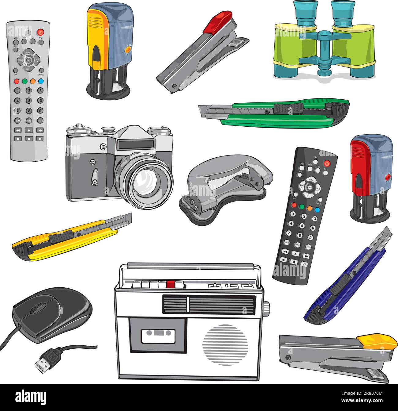 éléments de bureau d'illustration entièrement modifiables Illustration de Vecteur