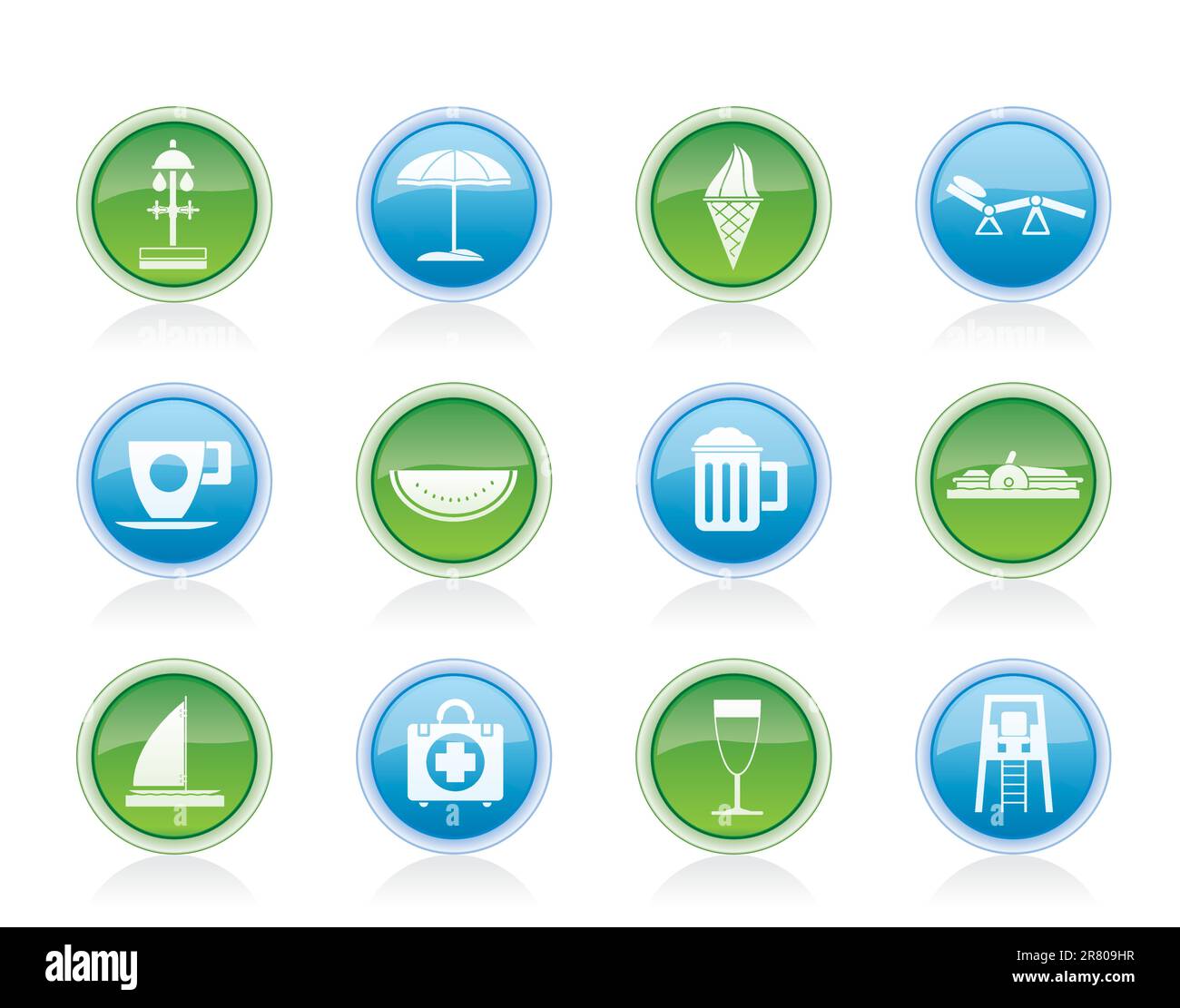 Maison de plage et icônes - vector icon set Illustration de Vecteur