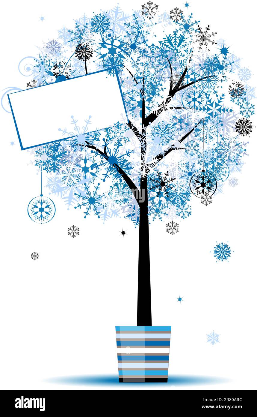 Belle hiver arbre en pot pour votre conception Illustration de Vecteur