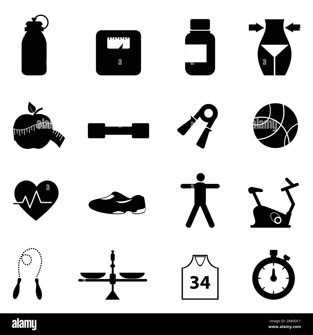 Ensemble d'icônes de forme physique, de régime et de mode de vie sain Illustration de Vecteur