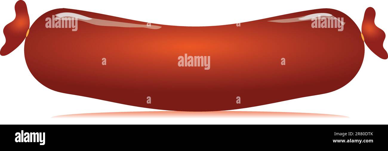 Saucisse de bœuf fumée de couleur foncée, illustration vectorielle. Illustration de Vecteur