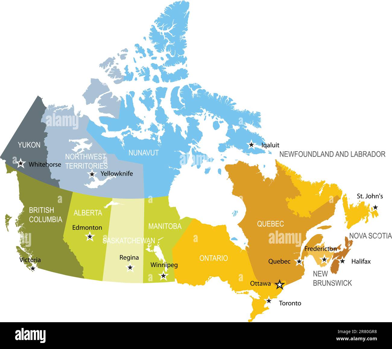 Carte détaillée des divisions administratives du Canada Illustration de Vecteur