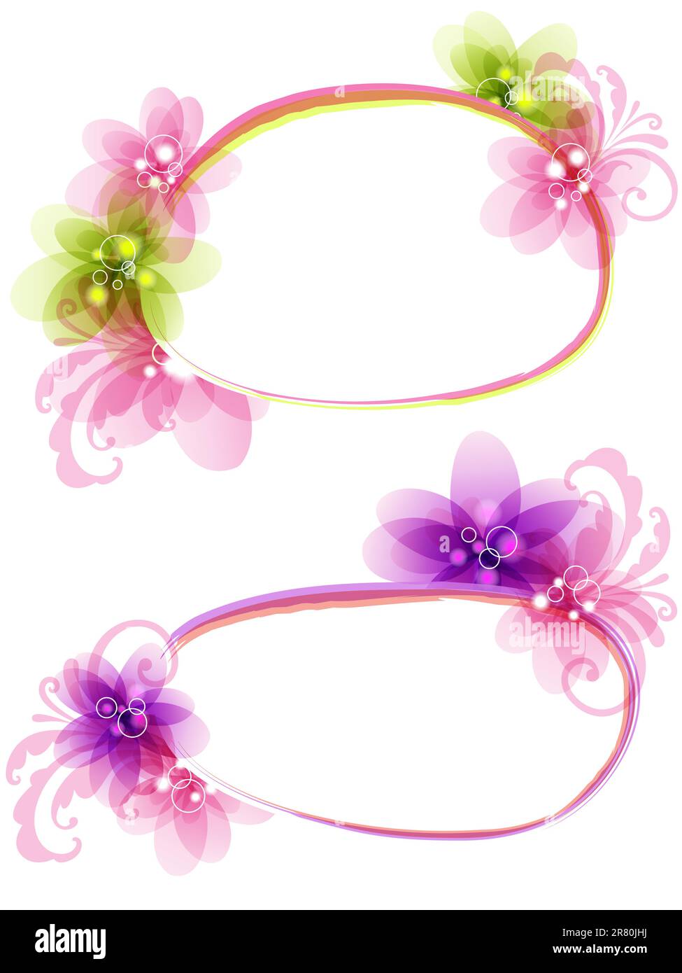 Abstract vector bannières floral avec des fleurs roses Illustration de Vecteur