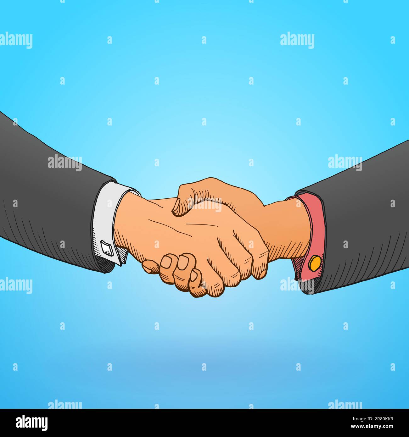 Illustration d'une poignée de main officielle sur un fond bleu Illustration de Vecteur