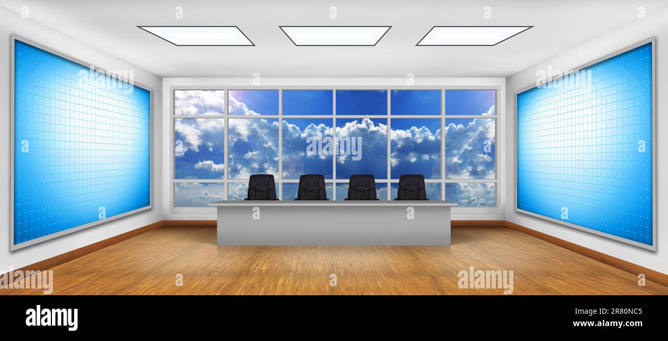 Salle de réunion moderne. Deux grands écrans de télévision vierges Banque D'Images