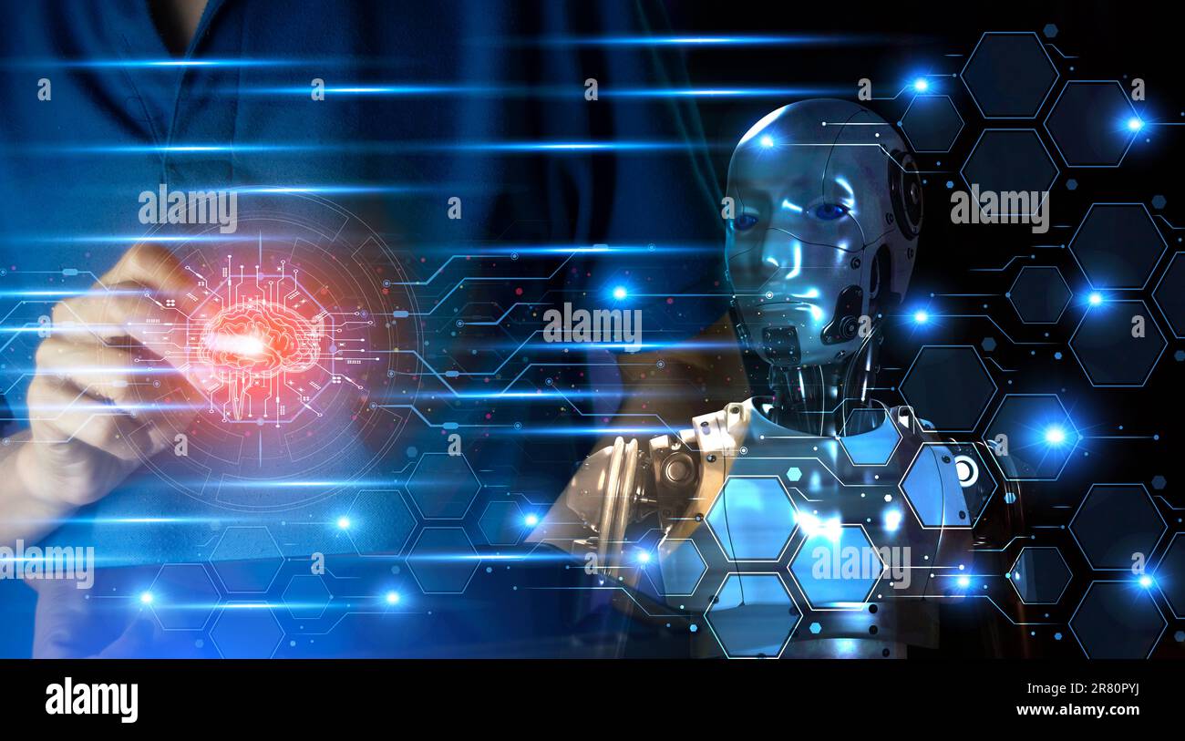 Concepts, développement de l'intelligence artificielle et auto-apprentissage de l'intelligence artificielle. Banque D'Images