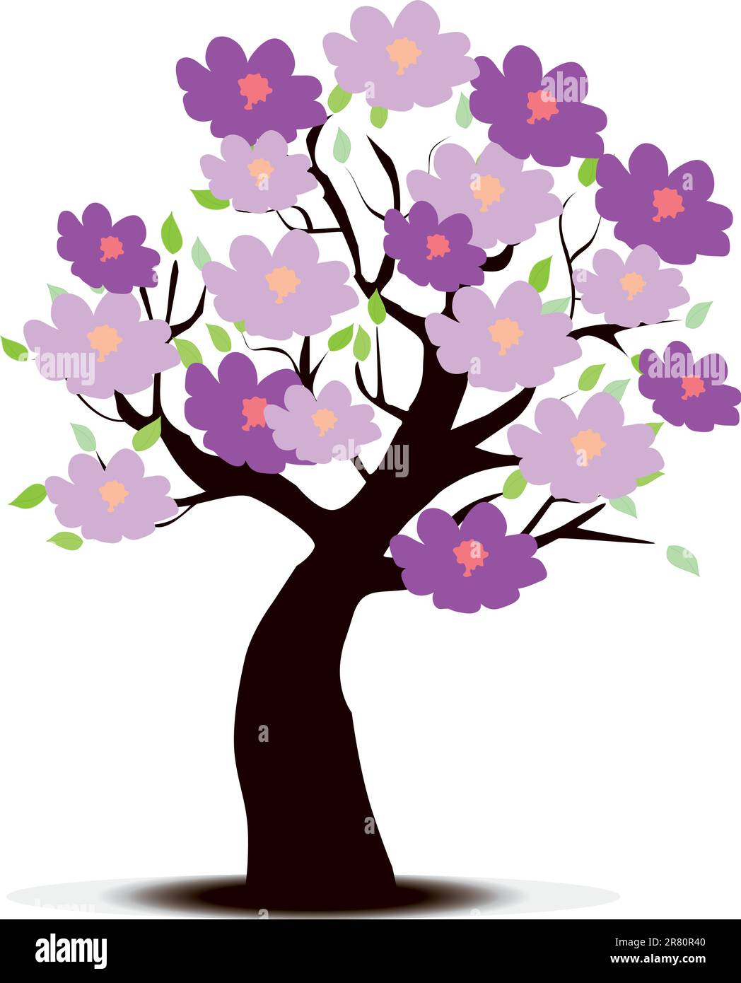 arbre vectoriel avec fleurs Illustration de Vecteur