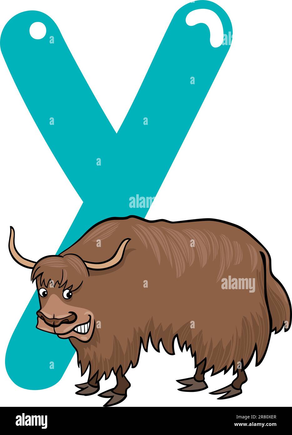 Cartoon illustration de la lettre Y pour yak Illustration de Vecteur