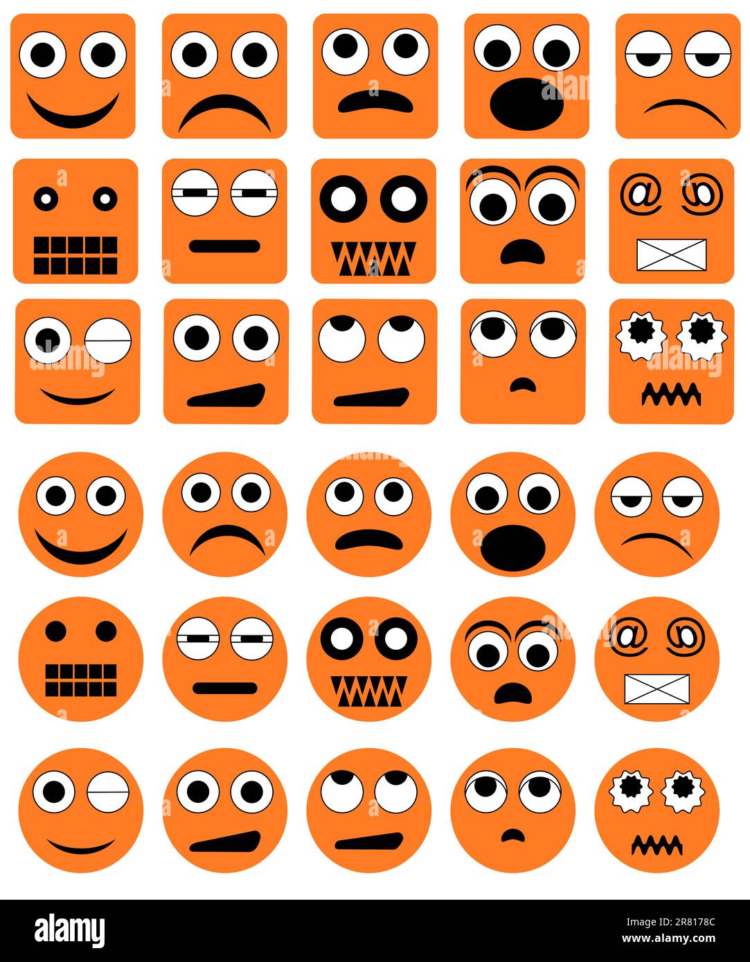 Ensemble des différentes icônes d'émotions vectorielles. Ce fichier est vectoriel, peut être mis à l'échelle à n'importe quelle taille sans perte de qualité. Illustration de Vecteur