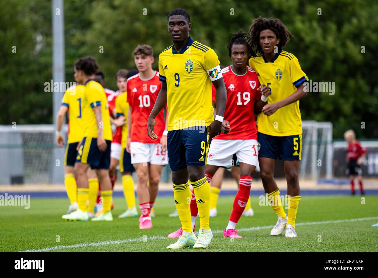 Cardiff, Royaume-Uni. 18th juin 2023. Emmanuel Tannor de Suède en action. Le pays de Galles contre la Suède dans un U19 International friendly au stade de Leckwith le 18th juin 2023. Crédit : Lewis Mitchell/Alay Live News Banque D'Images