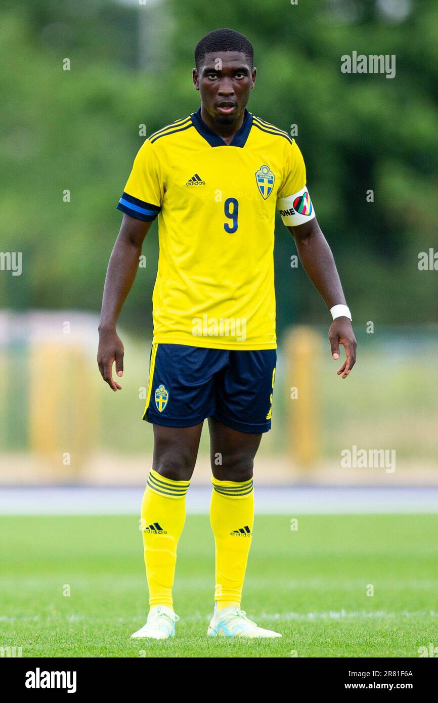 Cardiff, Royaume-Uni. 18th juin 2023. Emmanuel Tannor de Suède en action. Le pays de Galles contre la Suède dans un U19 International friendly au stade de Leckwith le 18th juin 2023. Crédit : Lewis Mitchell/Alay Live News Banque D'Images