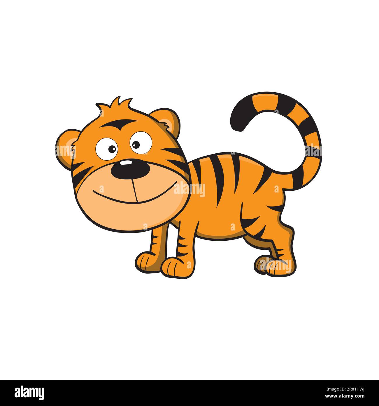Illustration vectorielle d'un joli petit tigre de dessin animé Illustration de Vecteur