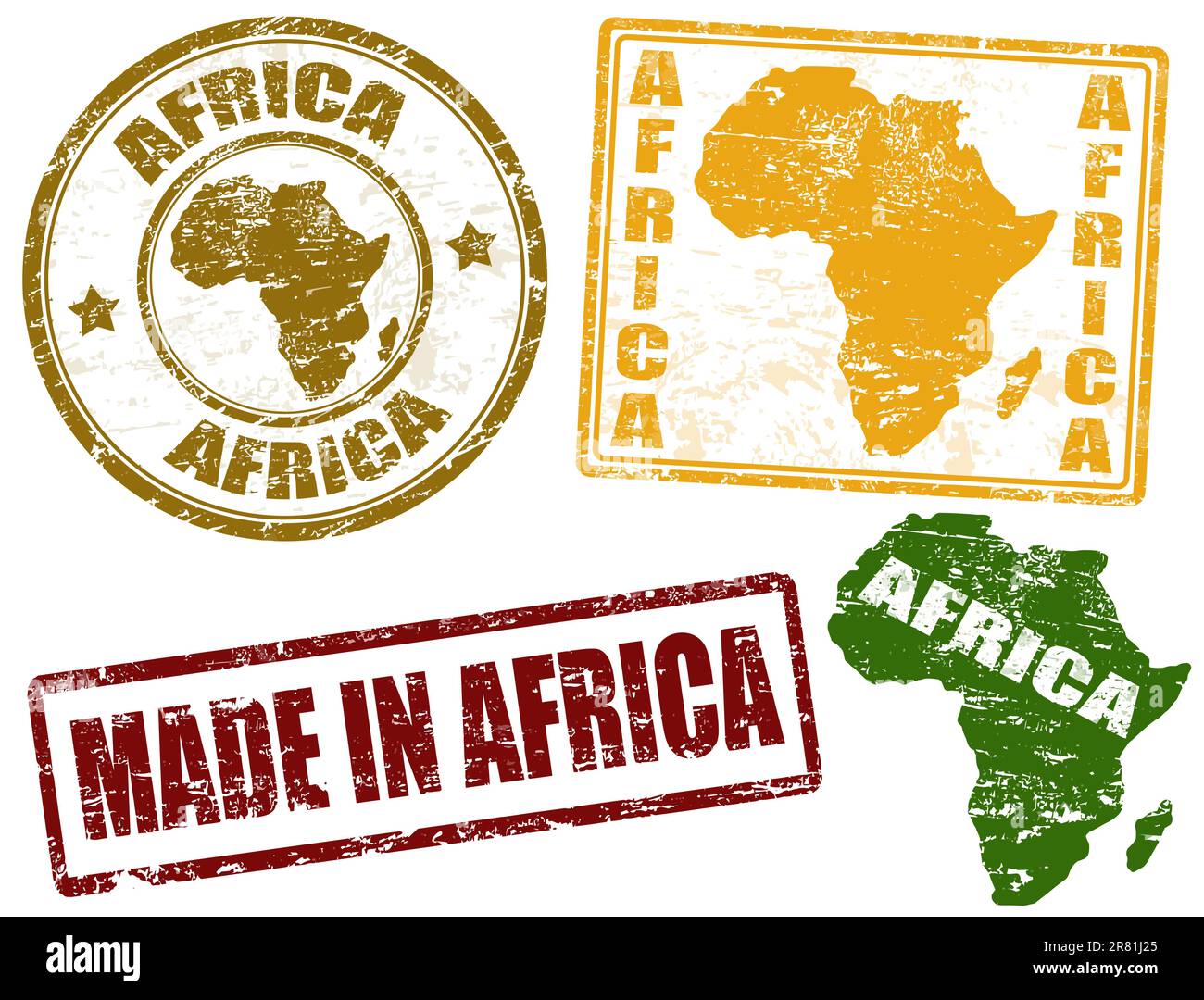 Jeu de timbres en caoutchouc grunge avec le mot Afrique écrit à l'intérieur, illustration vectorielle Illustration de Vecteur