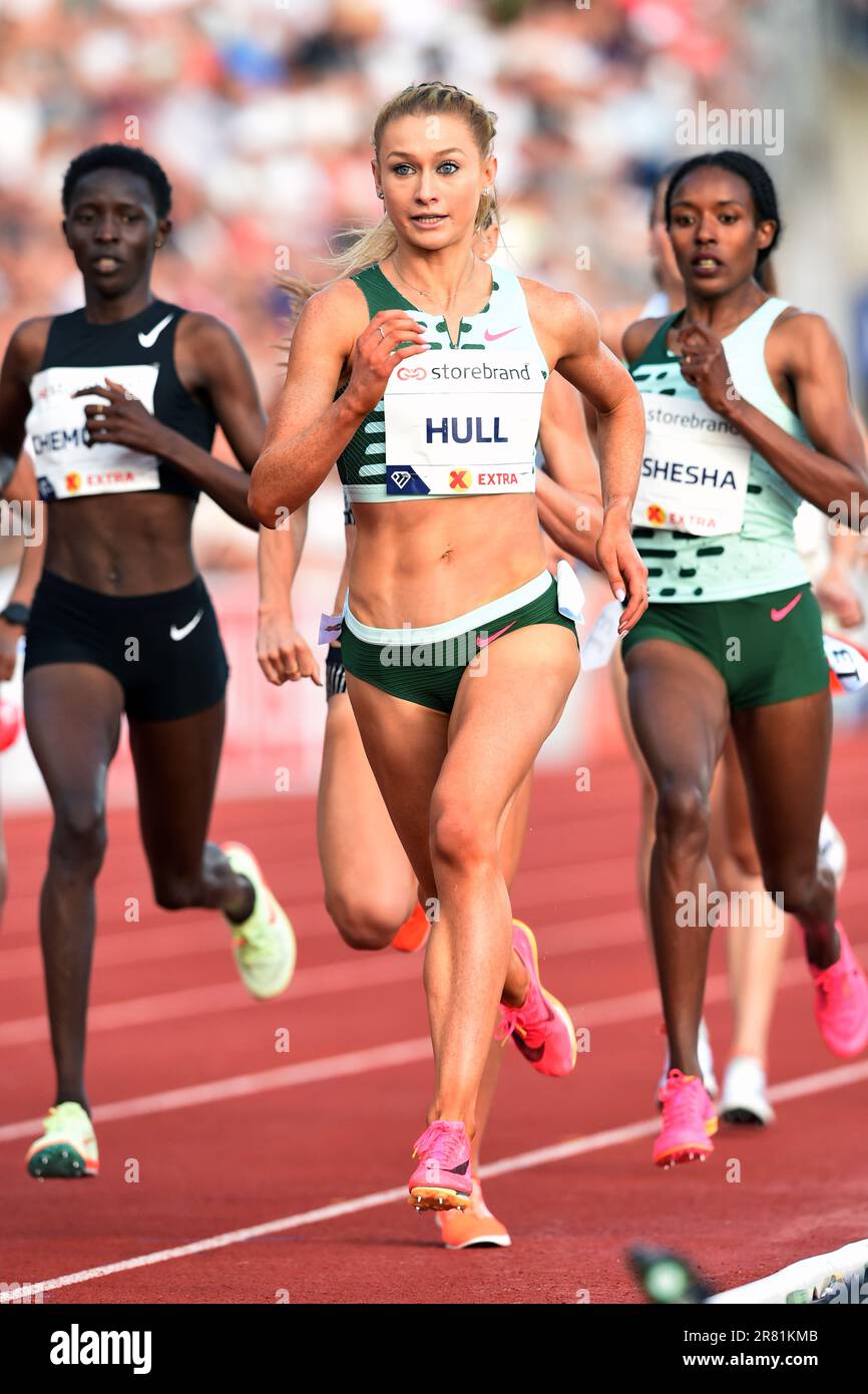 Jessica Hull (AUS) se classe troisième du mile féminin dans un record national de 4:18,24 lors des Jeux de Bislett, jeudi 15 juin 2023, à Oslo, Norvège. (Jiro Mochizuki/image du sport) Banque D'Images