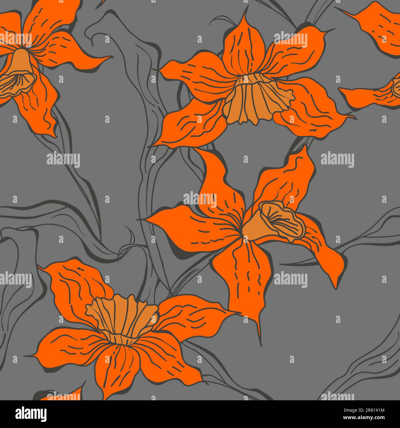 Papier peint sans couture avec fleurs Narcisse Illustration de Vecteur