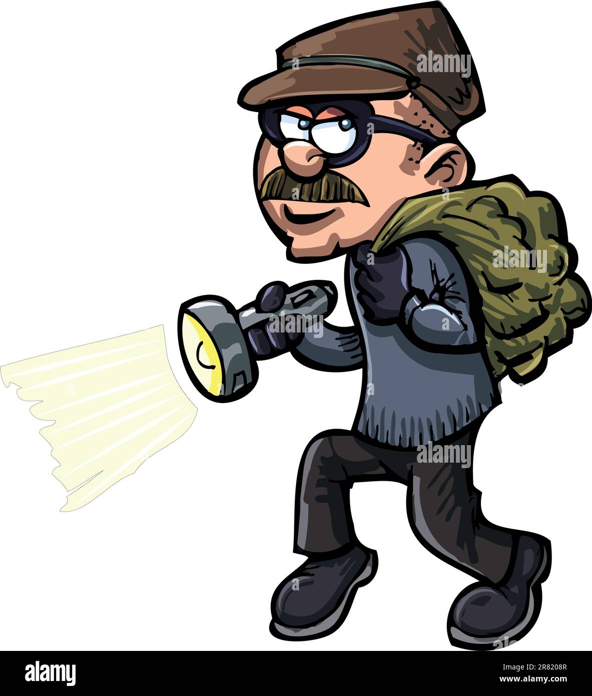 Un voleur de dessin animé avec un flash lumineux. Isolé Illustration de Vecteur