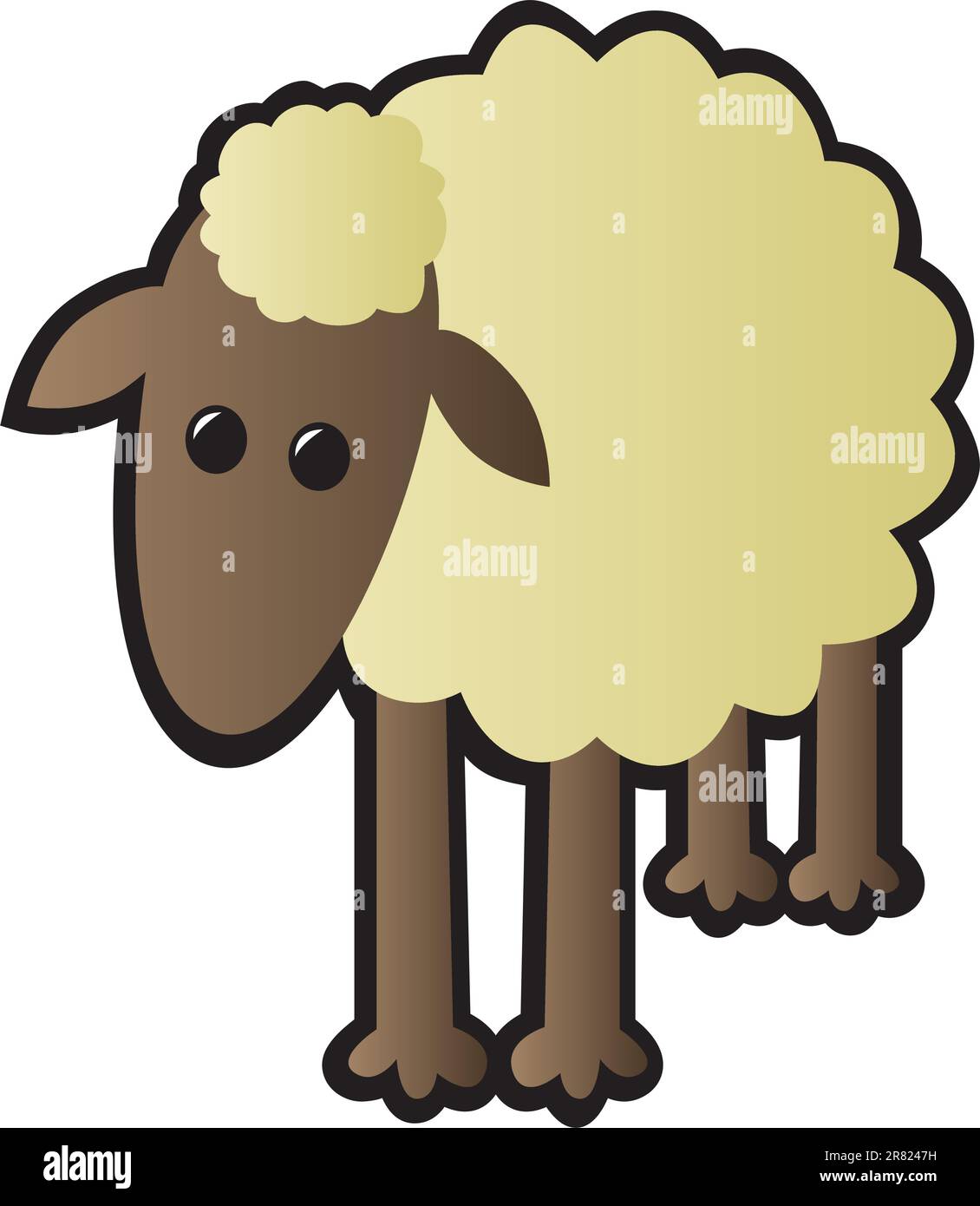 Un seul mouton de dessin animé dessiné dans un style de dessin animé. Illustration de Vecteur