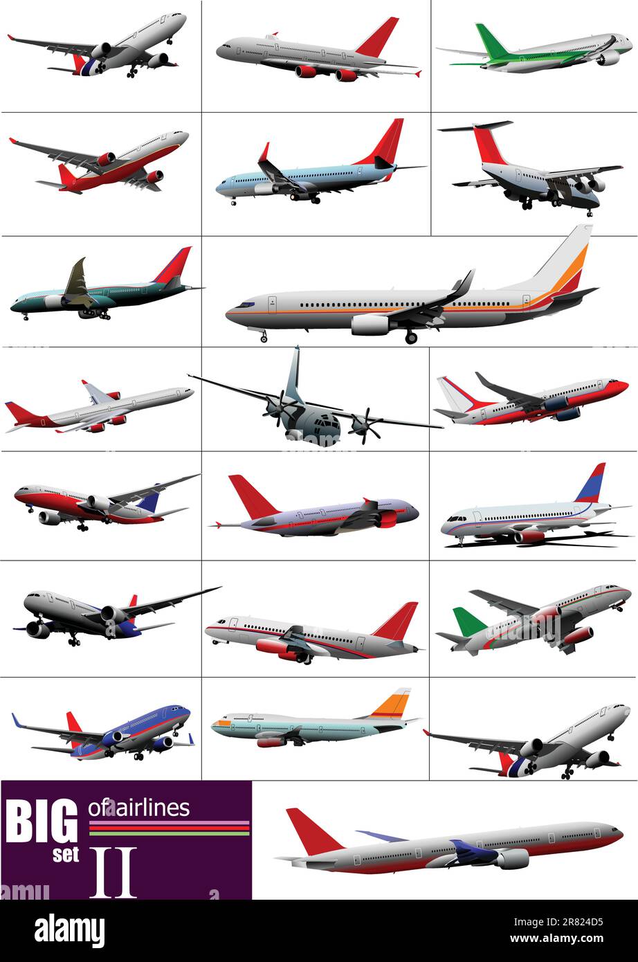 Grand ensemble d'avions de ligne. Vector illustration Illustration de Vecteur