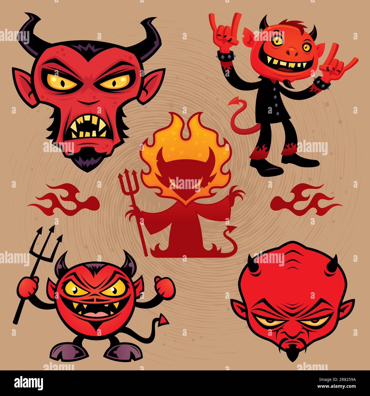 Une collection de dessins vectoriels devil caractères dans divers styles. Illustration de Vecteur