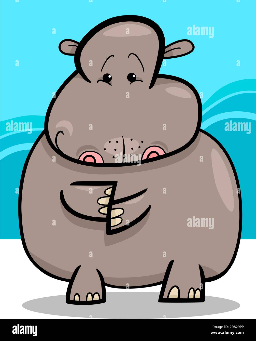 Cartoon illustration humoristique de Cute Hippo ou Hippopotame Illustration de Vecteur